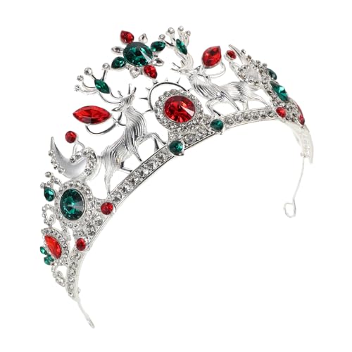 PLAFOPE Silberne Brautkrone mit Schneeflocken Rentiermotiv Leichter Bequemer Haarreif für Frauen Festliches Winter-headpiece für Hochzeit Party Halloween und Geburtstagsfeier von PLAFOPE
