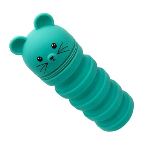 PLAFOPE Silikon Mäuse Stifthalter Federmäppchen Flexibel Langlebig Grün Leichte Federtasche für Stifte Karten Kleingeld für Schüler Tragbar Organizer für Schreibwaren von PLAFOPE