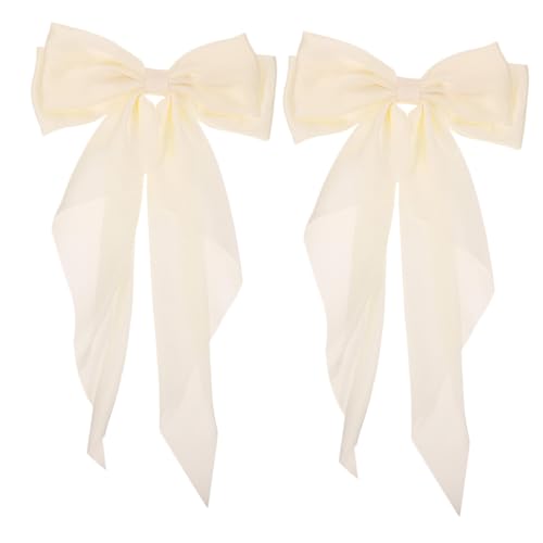 PLAFOPE 2stücke Satin Haarclips Für Damen Schleifen-haarspangen Haarschmuck Für Mädchen Und Für Partys Und Alltagslooks Sanftem Gelb von PLAFOPE