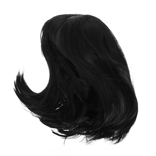 PLAFOPE Synthetische Kurze Perücken Mit Seitlichem Jugendlichem Stylischem Toupet-haar Für Frauen Trendig Und Bequem Schwarz von PLAFOPE