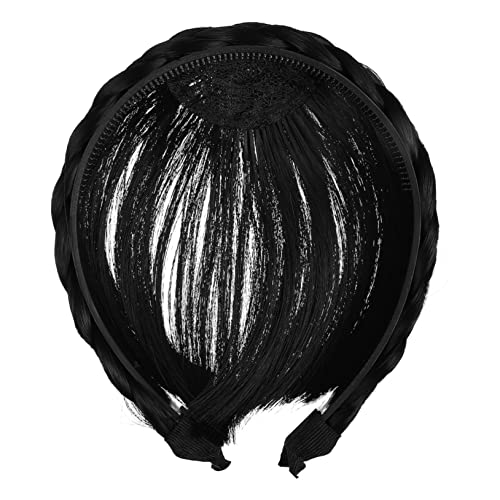 PLAFOPE Synthetische Perücken Stirnband Fronthaar Haarverlängerungen Für Damen Mädchen Schwarz Natürlich Aussehend Für Alltag Partys Cosplay von PLAFOPE