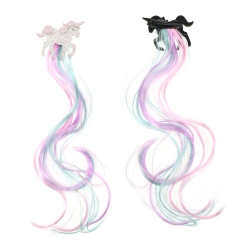 PLAFOPE Teiliges Einhorn Haarspangen für Mädchen Bunte Kreative Haarnadeln mit Lockigem Kunststoffhaar Langlebiger Haarschmuck für Modisches Accessoire von PLAFOPE