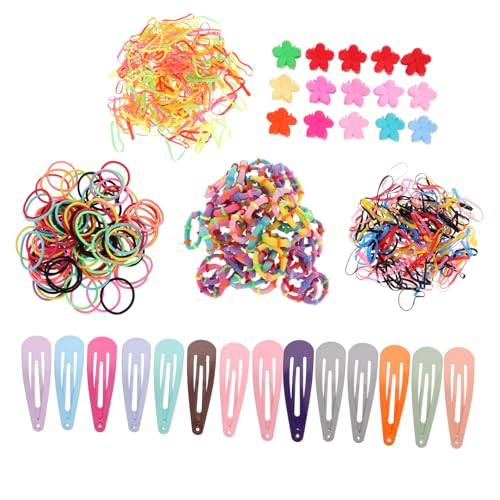 PLAFOPE Teiliges Haarschmuck mit Bunten Haarspangen und Elastischen Haarbändern Vielseitiges Zubehör für Mädchen Dehnbare Haargummis und Kleine Haarklammern für Alltag und Feste von PLAFOPE