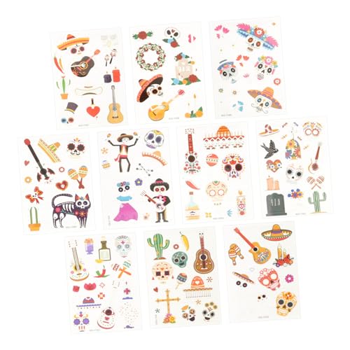 PLAFOPE 10blätter Leuchtende Gesichtstattoos Für Tag Wasserdichte Kinderfreundliche Aufkleber Für Halloween-feiern Cosplay Und Kreative Anlässe von PLAFOPE