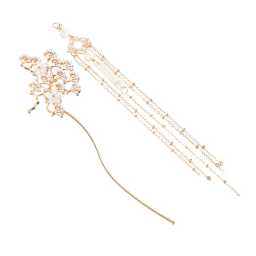 PLAFOPE Vintage Chinesischer Haarnadel Haarschmuck mit Blume und Quaste Goldfarbener Haarstab für Elegante Frisuren Langlebiges Haarschmuck accessoire für Damen und Hochzeit Einfach zu von PLAFOPE