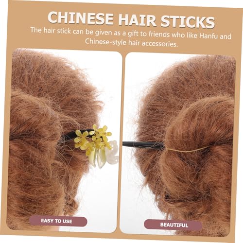 PLAFOPE Vintage Holz Haarnadel mit Blumendekor Stabiles Leichtes Haarstab für Dutt und Steckfrisuren Stilvolle Frisurhilfe für Damen bei Partys Zeremonien und Alltag Rutschfest und von PLAFOPE