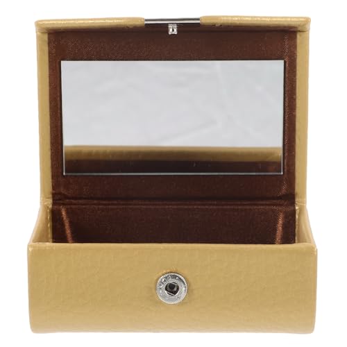 PLAFOPE Vintage Lippenstiftbox mit Spiegel Goldene Prägung Makeup Organizer Kompakt Tragbar Kosmetik Tasche für Damen Reise von PLAFOPE