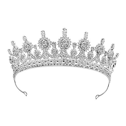 PLAFOPE Wasserdichte Brautkrone Tiara mit Strahlenden Strasssteinen Silbernes Diadem Haarschmuck Damen für Hochzeit Fotoshooting Party und Festliche Anlässe von PLAFOPE