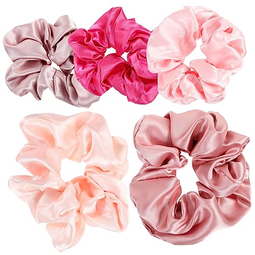PLAFOPE 5stücke Satin-haargummis Aus Seide Und Gummiband Große Haargummis Als Haarring Und Haarseil Elastische Haarbänder Für Dickes Haar Modische Haargummis Für Damen Und Mädchen von PLAFOPE