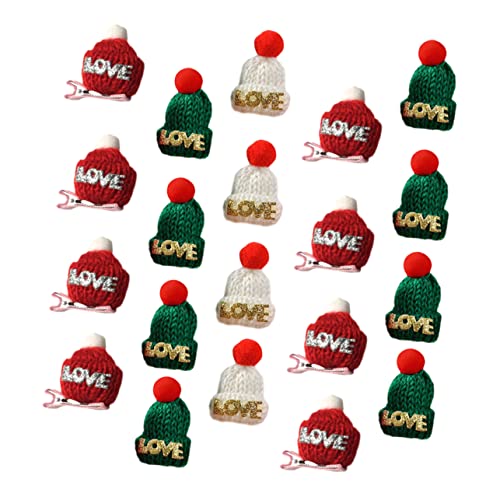PLAFOPE Weihnachtshaarnadel Kinder Haarspange 20 Stück Weihnachtsmütze Haarklammer 3 Farben Gemischt Haarschmuck Party Deko für Mädchen Weihnachtsdeko Haarschmuck von PLAFOPE