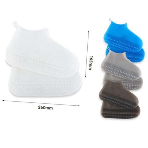 PLAFOPE wasserdichte rutschfeste Schuhüberzieher Outdoor Überschuhe Regenstiefel Schutz Weiß S Robust und Wiederverwendbar für Herren und Damen von PLAFOPE