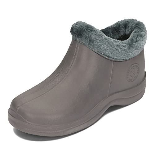 PLAME Damen EVA Stiefel Gefüttert Warme Gummistiefel Halbhohe Regenstiefel Gartenschuhe 36-41 EU (Graphite, eu_footwear_size_system, adult, numeric, medium, numeric_36) von PLAME