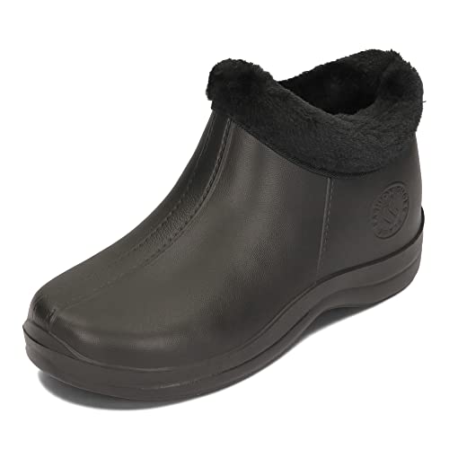 PLAME Damen EVA Stiefel Gefüttert Warme Gummistiefel Halbhohe Regenstiefel Gartenschuhe 36-41 EU (Schwarz, eu_footwear_size_system, adult, numeric, medium, numeric_36) von PLAME