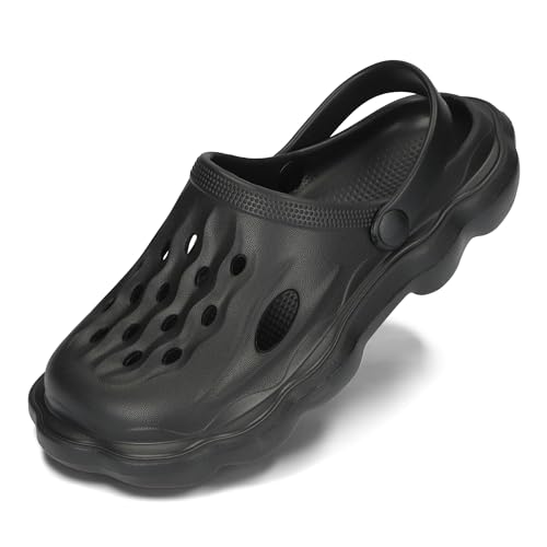 PLAME Damen Eva Clogs Gartenclogs Freizeitschuhe Sehr Leicht Gartenschuhe Damen Sommer Garten Clogs 36-41 EU (Schwarz, EU Schuhgrößensystem, Erwachsene, Numerisch, M, 36) von PLAME