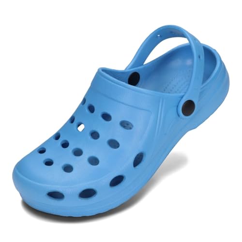 PLAME Unisex Garten Clogs Gartenschuhe Damen Gartenclogs Herren Sehr Leicht Clogs 36-46 EU (Hellblau, EU Schuhgrößensystem, Erwachsene, Numerisch, M, 37) von PLAME