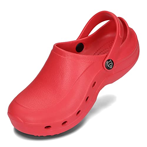 PLAME Unisex Eva Clogs Gartenschuhe Damen Gartenclogs Herren Unisex Leicht Sommer Garten Clogs 36-46 EU (Rot, EU Schuhgrößensystem, Erwachsene, Numerisch, M, 37) von PLAME