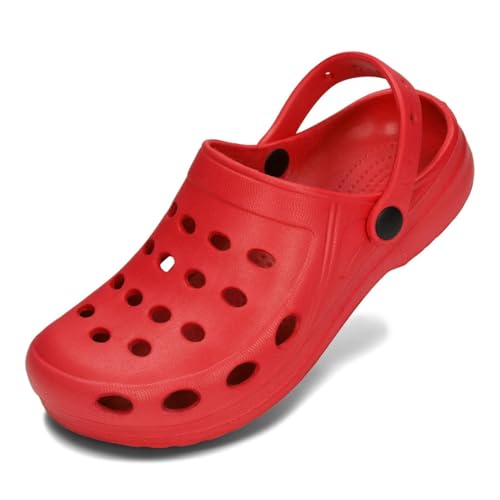 PLAME Unisex Garten Clogs Gartenschuhe Damen Gartenclogs Herren Sehr Leicht Clogs 36-46 EU (Rot, EU Schuhgrößensystem, Erwachsene, Numerisch, M, 37) von PLAME