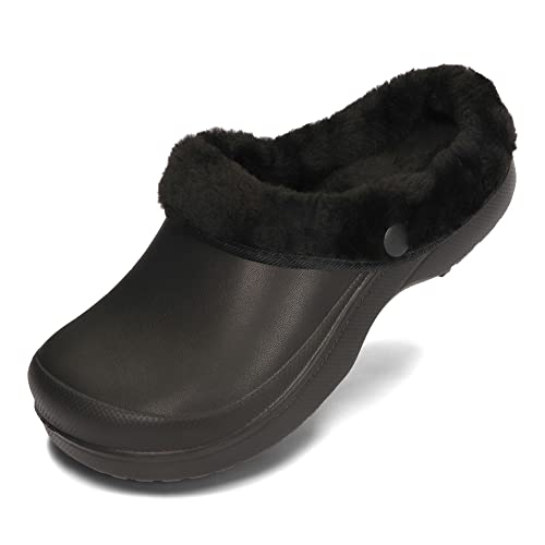 PLAME Damen Eva Clogs Gefüttert Warme Hausschuhe Gartenschuhe 36-41 EU (Schwarz, EU Schuhgrößensystem, Erwachsene, Numerisch, M, 40) von PLAME