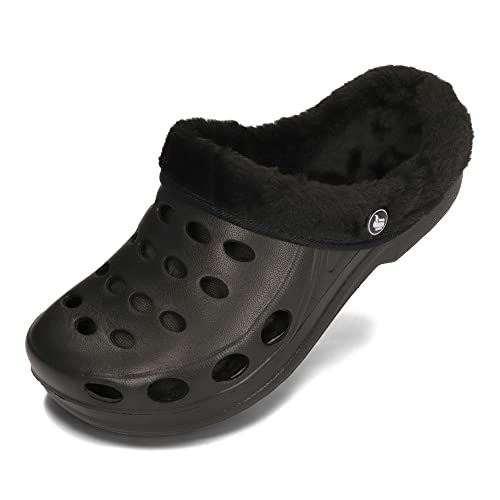 PLAME Damen Herren Eva Clogs Gefüttert Warme Hausschuhe Unisex Gartenschuhe 36-46 EU (Schwarz, EU Schuhgrößensystem, Erwachsene, Numerisch, M, 41) von PLAME