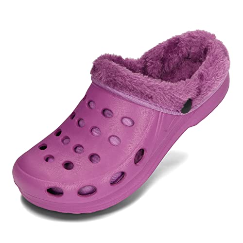 PLAME Damen Eva Clogs Gefüttert Warme Hausschuhe Gartenschuhe 36-41 EU (Violett, EU Schuhgrößensystem, Erwachsene, Numerisch, M, 36) von PLAME