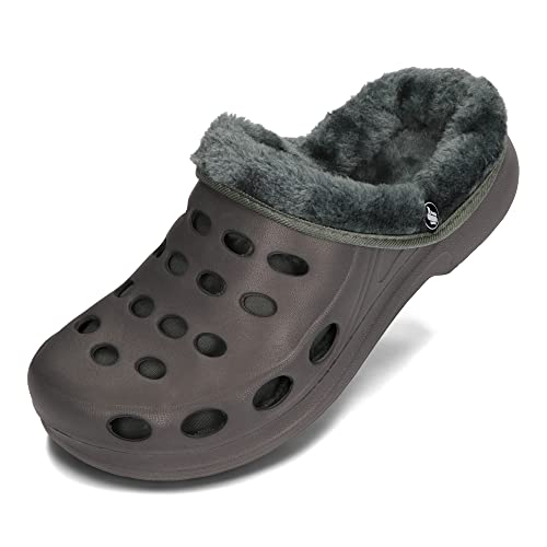PLAME Damen Herren Eva Clogs Gefüttert Warme Hausschuhe Unisex Gartenschuhe 36-46 EU (Graphit, EU Schuhgrößensystem, Erwachsene, Numerisch, M, 44) von PLAME