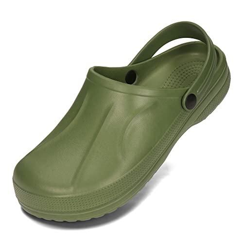 PLAME Herren Clogs Eva-Schaum Gartenschuhe Pantoletten Sommer Gartenclogs 41-46 EU (Dunkelgrün, eu_Footwear_Size_System, Adult, Numeric, medium, Numeric_41) von PLAME