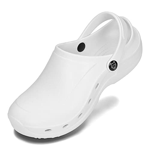 PLAME Unisex Eva Clogs Gartenschuhe Damen Gartenclogs Herren Unisex Leicht Sommer Garten Clogs 36-46 EU (Weiß, EU Schuhgrößensystem, Erwachsene, Numerisch, M, 44) von PLAME