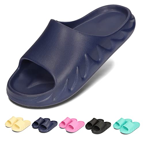 PLAME Unisex Badelatschen EVA Schaum Slides Badeschuhe Sommer Rutschfeste Plateau Super Weiche Schlappen 36-46 EU (Marineblau, eu_footwear_size_system, adult, men, numeric, medium, numeric_44) von PLAME