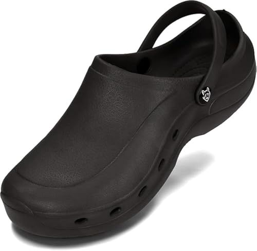 PLAME Unisex Clogs Gartenschuhe Herren Clogs Gartenclogs Damen Gummi Clogs Gummistiefel 36-46 EU (37 EU, Sattes Schwarz) von PLAME