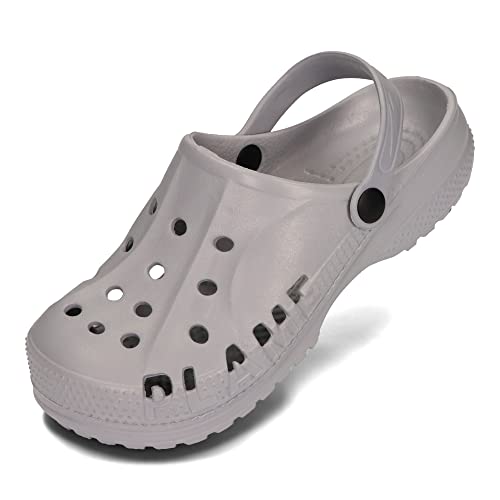 PLAME Unisex Eva Clogs Gartenschuhe Damen Gartenclogs Herren Gartenschuhe Unisex Leicht Sommer Garten Clogs 36-46 EU (Grau, EU Schuhgrößensystem, Erwachsene, Numerisch, M, 41) von PLAME