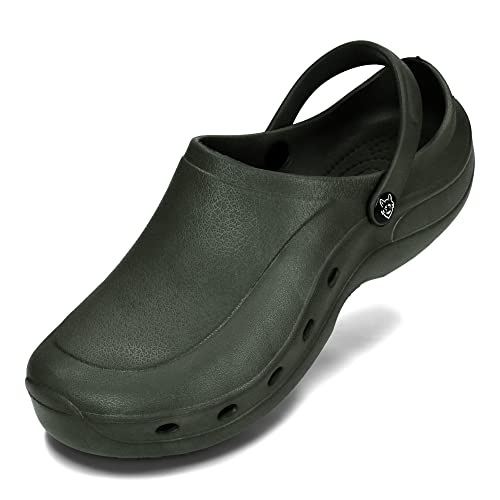 PLAME Unisex Eva Clogs Gartenschuhe Damen Gartenclogs Herren Unisex Leicht Sommer Garten Clogs 36-46 EU (Grün, EU Schuhgrößensystem, Erwachsene, Numerisch, M, 45) von PLAME