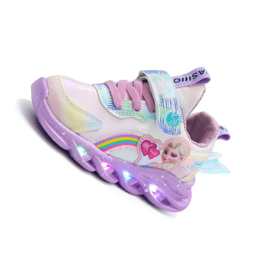 Kinder Hallenschuhe Mädchen - Atmungsaktive Rosa/Lila Sneaker 21-35EU - Laufschuhe Outdoor Fitnessschuhe Rutschfest Geeignet für Frühling und Herbst ( Color : Purple girl , Größe : 24 length 15.2cm ) von PLASMOVO