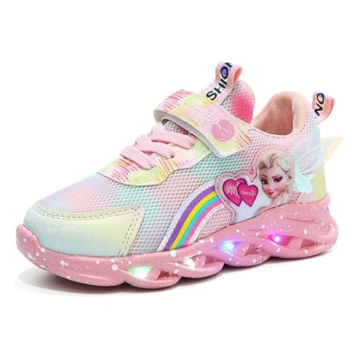 PLASMOVO Hallenschuhe Kinder Mädchen, Atmungsaktive Sportschuhe für Laufen und Outdoor - rutschfeste Sneaker in Rosa und Lila - Größe 21-35 EU (Color : Pink B, Größe : 24 Length 15.2cm) von PLASMOVO