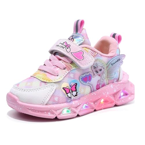 PLASMOVO Hallenschuhe Kinder Mädchen, Atmungsaktive Sportschuhe für Laufen und Outdoor - rutschfeste Sneaker in Rosa und Lila - Größe 21-35 EU (Color : Pink C, Größe : 24 Length 15.2cm) von PLASMOVO