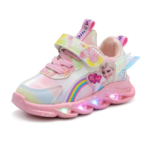 PLASMOVO Hallenschuhe Kinder Mädchen, Atmungsaktive Sportschuhe für Laufen und Outdoor - rutschfeste Sneaker in Rosa und Lila - Größe 21-35 EU (Color : Pink Girl, Größe : 22 Length 14.2cm) von PLASMOVO