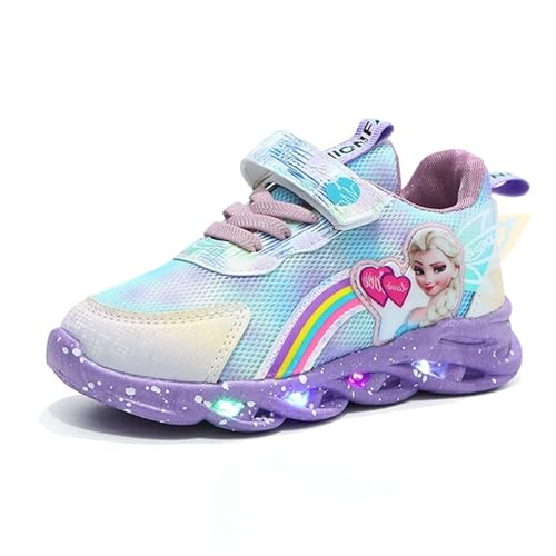 PLASMOVO Hallenschuhe Kinder Mädchen, Atmungsaktive Sportschuhe für Laufen und Outdoor - rutschfeste Sneaker in Rosa und Lila - Größe 21-35 EU (Color : Purple B, Größe : 21 Length 13.8cm) von PLASMOVO