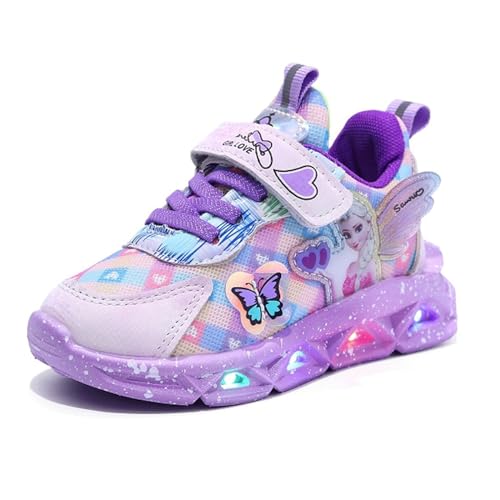 PLASMOVO Hallenschuhe Kinder Mädchen, Atmungsaktive Sportschuhe für Laufen und Outdoor - rutschfeste Sneaker in Rosa und Lila - Größe 21-35 EU (Color : Purple C, Größe : 25 Length 16cm) von PLASMOVO