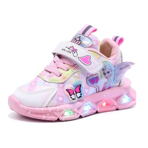 PLASMOVO Hallenschuhe Kinder Mädchen - Atmungsaktive Laufschuhe Outdoor Sneaker in Rosa und Lila - rutschfeste Sportschuhe für Party und Freizeit (Color : Pink Girl, Größe : 25 Length 16cm) von PLASMOVO