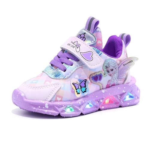 PLASMOVO Hallenschuhe Kinder Mädchen - Atmungsaktive Laufschuhe Outdoor Sneaker in Rosa und Lila - rutschfeste Sportschuhe für Party und Freizeit (Color : Purple Girl, Größe : 22 Length 14.2cm) von PLASMOVO