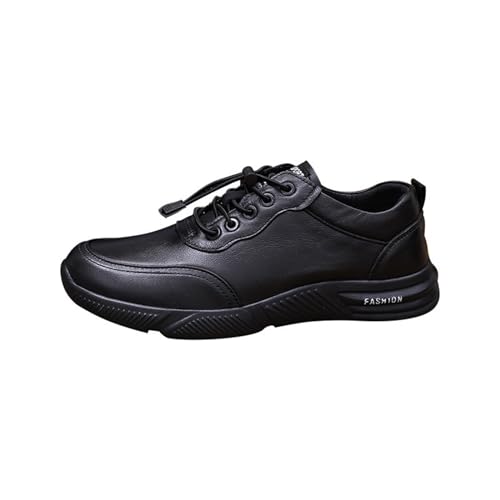 PLASMOVO Herren-Lederschuhe, Schwarz, Lässige Turnschuhe Mit Weicher Sohle, Laufschuhe, Outdoor-Herrenschuhe (Color : Blackcottonshoes, Größe : 37 EU) von PLASMOVO