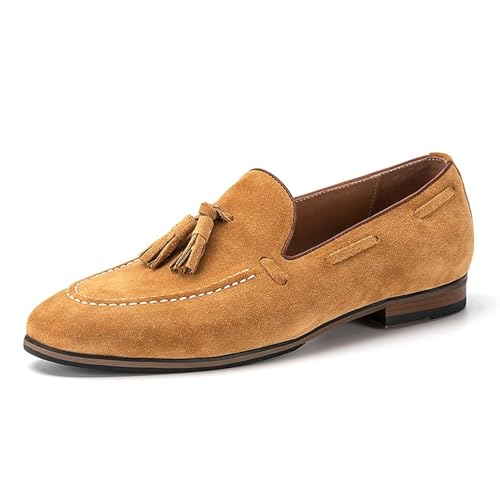 PLASMOVO Herren Loafer, Lässige Lederschuhe, Niedriges Oberteil Mit Quasten, Herren Lederschuhe Im Britischen Stil, Geeignet for Das Tägliche Party-Bankett (Color : Braun, Größe : 38 EU) von PLASMOVO