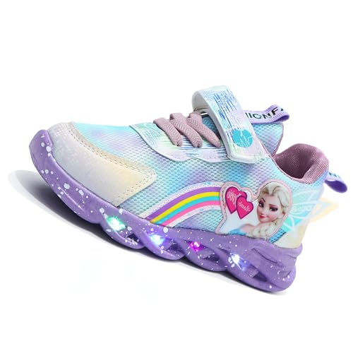 PLASMOVO Kinder Schuhe für mädchen, mädchen Sneaker Frühling und Herbst lässige, rutschfeste und atmungsaktive Sportschuhe 31-35EU (Color : Purple Girl, Größe : 22 Length 14.2cm) von PLASMOVO