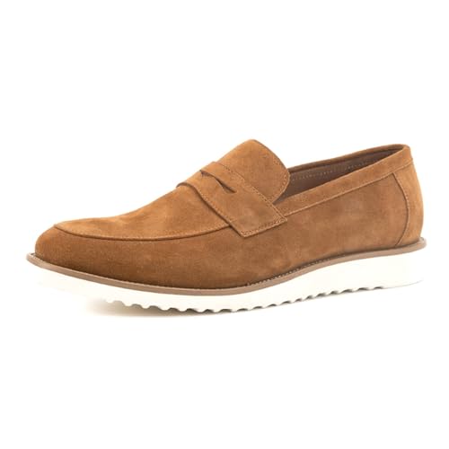 PLASMOVO Lässige Lederschuhe for Herren, Loafer, Bequeme Überschuhe Mit Dickem Boden for Das Tägliche Partybankett (Color : Braun, Größe : 38 EU) von PLASMOVO