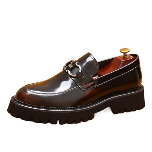 PLASMOVO Loafer for Herren, Business-Freizeitschuhe, niedrige Oberseite, doppelter Dicker Boden, britische Schuhe, modische Schwarze formelle Schuhe (Color : Braun, Größe : 37 EU) von PLASMOVO