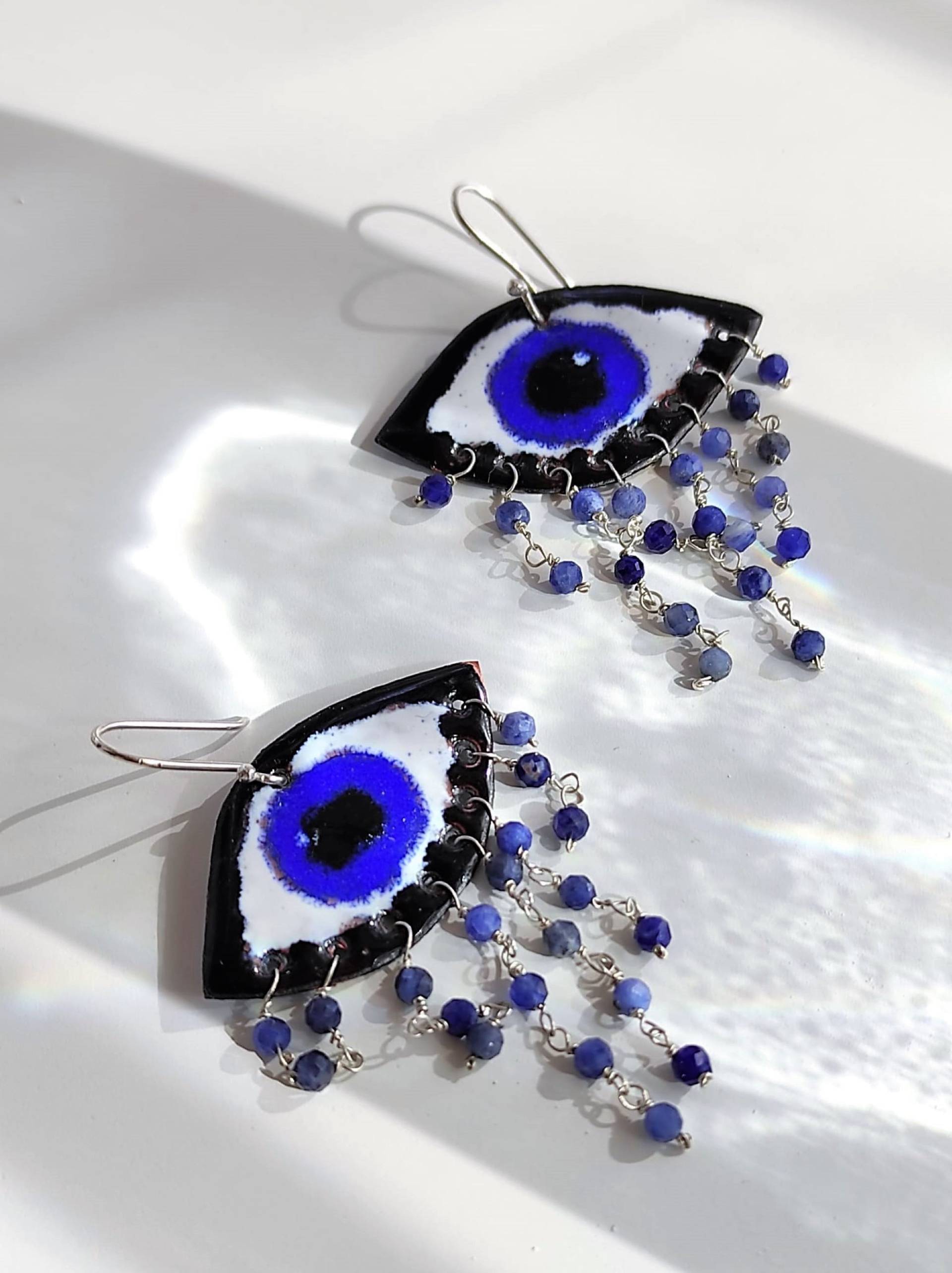 Evil Eye Ohrringe/Sodalith Blaue Emaille Boho Stein Evil Eye Ohrringe/Sodalith Blaue Emaille Boho Stein von PLATABRUTA
