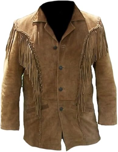 PLATOON Cowboy-Jacke für Herren, Western-Fransen, Wildledermantel, braun, L PLATOON Cowboy-Jacke für Herren, Western-Fransen, Wildledermantel, braun, L von PLATOON