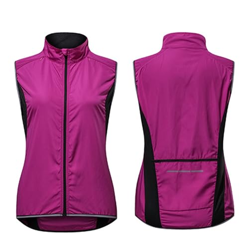 PLATU Damen-Radweste Reflektierend Atmungsaktiv Radtrikot Leicht Wasserdicht Radjacke Weste Ärmelloses Radoberteil Zum Joggen Radfahren Laufen,Purple-Aldult~M von PLATU
