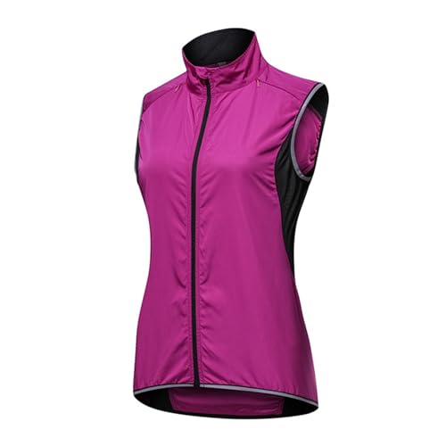 PLATU Radweste Für Damen Gut Sichtbare Reflektierende Radtrikots Leichte Ärmellose Radjacken Atmungsaktive Wasserdichte Laufbekleidung Outdoor Sport Radoberteile,Purple-Aldult~S von PLATU