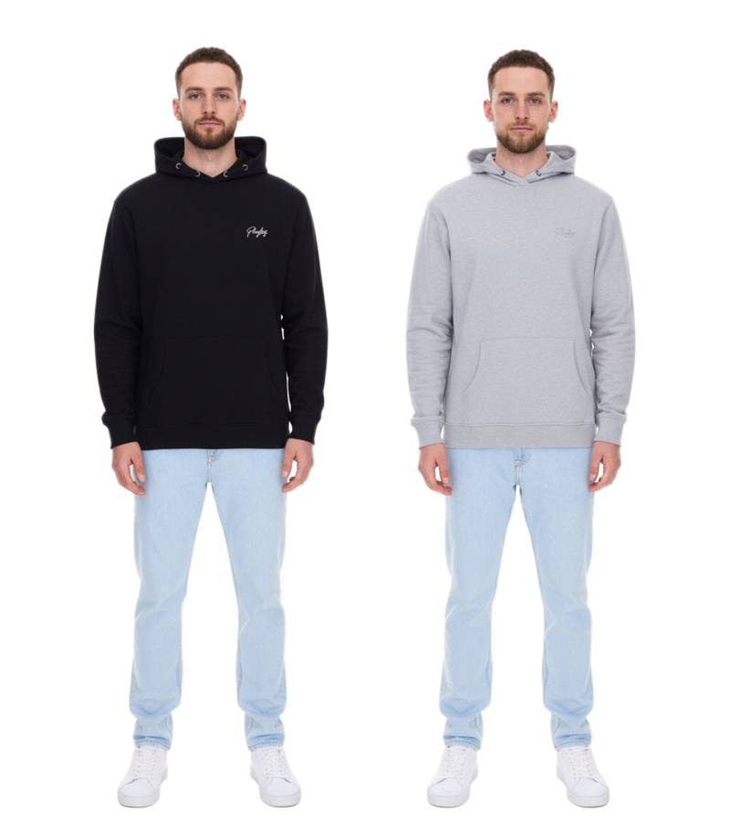 PLAYBOY Herren Baumwoll-Pullover Langarm-Shirt mit Kapuze Hoodie Schwarz oder Grau meliert von PLAYBOY