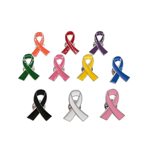 10 Stück Emaille Anstecknadel Prävention und Bewusstsein Band Brosche Schmuck Abzeichen Krebs Bewusstsein Hoffnung Anstecknadel, Siehe Abbildung von PLCPDM